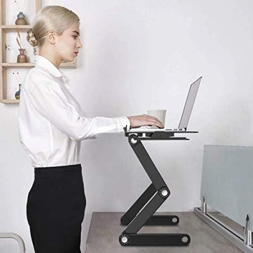 DlandHome Portable Laptop Desk Folding PC Desk Bed Sofa Laptop Stand Folding Computer Laptop Table Book Holder with Mouse Board & Ventilation Holes, Black