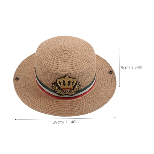 VALICLUD Girls Boys Boys and Girls Straw Sun Hat Breathable and Comfortable Wide Brim Beach Hat Straw Summer Khaki2