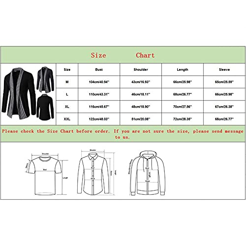 Realdo Mens Lightweight Open Front Ruffle Shawl Collar Cardigan Sweaters Cotton Long Houndstooth Slim Fit Cape Drape Black #TOP2