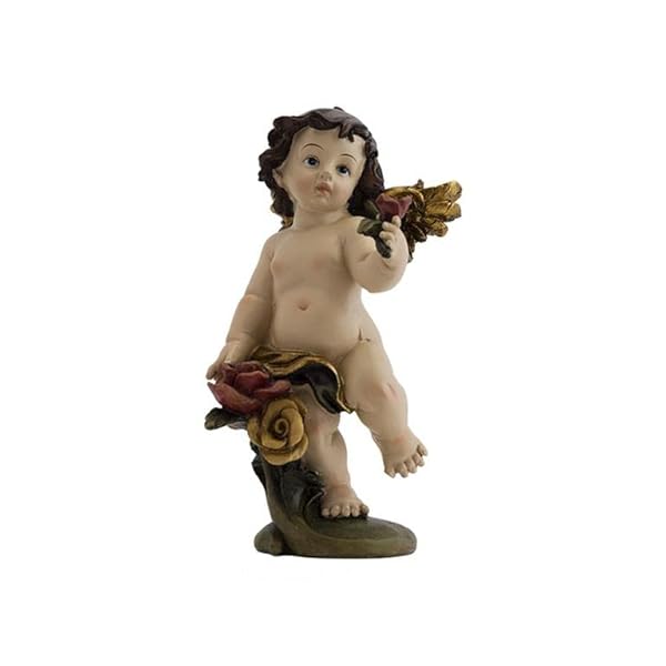 DRW Set de 4 angelitos de Colores de pie con Flores 15 cm de Alto