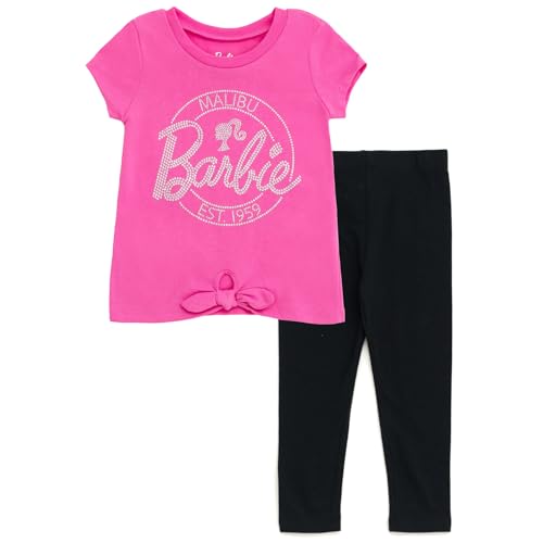 Barbie Toddler Girls T-Shirt and Leggings Outfit Set Pink/Black 5T - image 1