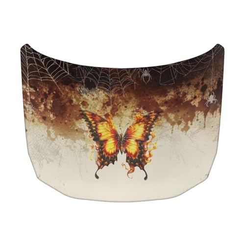 Image of Car Hood Cover, Protector for Women, 59x39 Inch Elastic Butterfly Polyester Auto Hood Wrap Blanket Automotive Exterior Accessories for Compact Sedans SUV Trucks