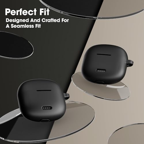 Image of Sounce Earphone Case Cover Compatible for Noise Buds VS104, Soft Silicone Skin Case Cover Shock-Absorbing Protective Case with Keychain [Front LED Visible] - Black