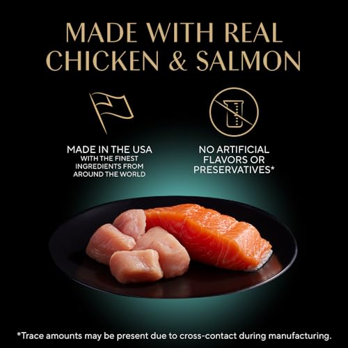 Image of Sheba Perfect Portions Wet Cat Food Pate, Chicken Entree and with Sustainable Salmon Entree, Cat Food Wet Recipe Variety Pack, 2.6 oz. Twin-Pack Trays (6 Count, 12 Servings) (Pack of 2)