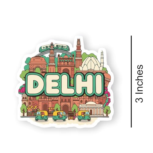 Image of Delhi Acrylic Fridge Magnet - UV Texture Printed, Stylish Multicolor Magnet for Fridge, Wardrobe & Metal Surfaces, Pack of 1 (Delhi)