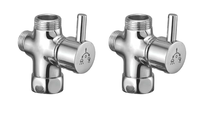 Kamal Full Brass Tee Diverter Wall Mixer Angle Cock Faucet with Wall Flange | Wall Mount Installation Type - Silver (Pack of 2) (B0CXTDLYTJ) Amazon Price History, Amazon Price Tracker
