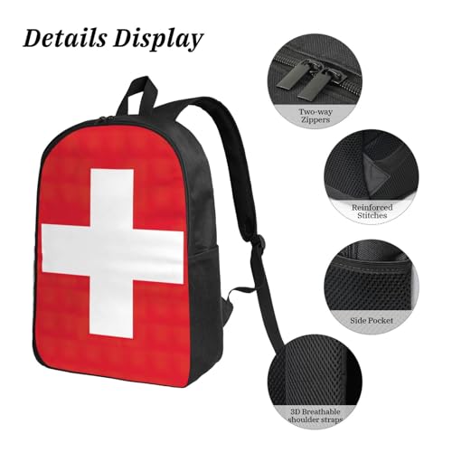 Sac à dos imprimé suisse 3 en 1 résistant avec trousse à crayons