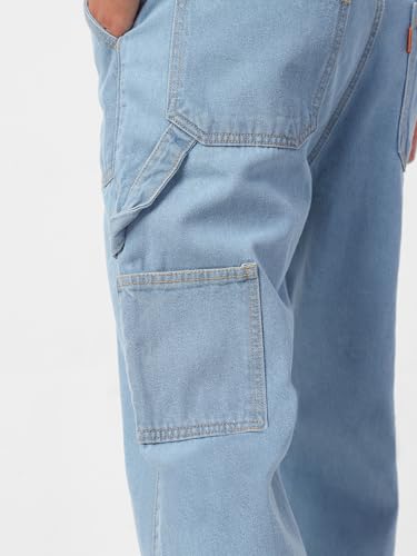 Image of Urbano Fashion Men's Loose Mid Rise Baggy Fit Cargo Carpenter Jeans with 6 Pockets Non-Stretchable