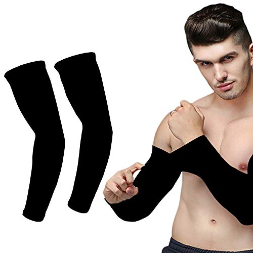 Image of INNERSTYLE Cotton UV Protection Arm Sleeves /Hand Socks - Fingerless, Sun Protection Gloves for Men and Women (Black)