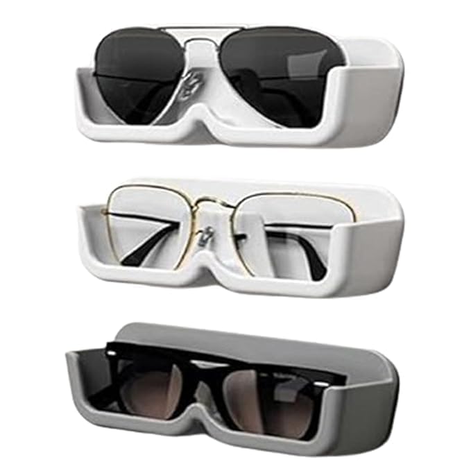 Wall Mounted Sunglasses Holder Organizer | Self Adhesive Eyeglasses Storage Rack for Sunglasses, Spectacles & Goggles | Space Saving Plastic Eyewear Display Stand