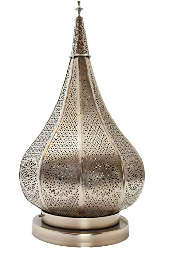 2er Set Orientalische kleine Tischlampe Lampe Kais 38cm Silber E14 | Marokkanische Tischlampen klein aus Metall… – Bild 6