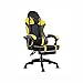 SEDIA DA GAMING GIALLA, PELLE SINTETICA, CON ROTELLE CUSCINO SUPPORTO E CON POGGIAPIEDI immagine