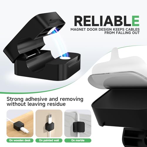 6 Black Magnetic Cable Clips - Image 5