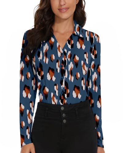 Image of Soneven Womens Golf Polo Shirts 3 /4 Long Sleeve V Neck Button Down Shirts Business Causal Work Blouses Tops