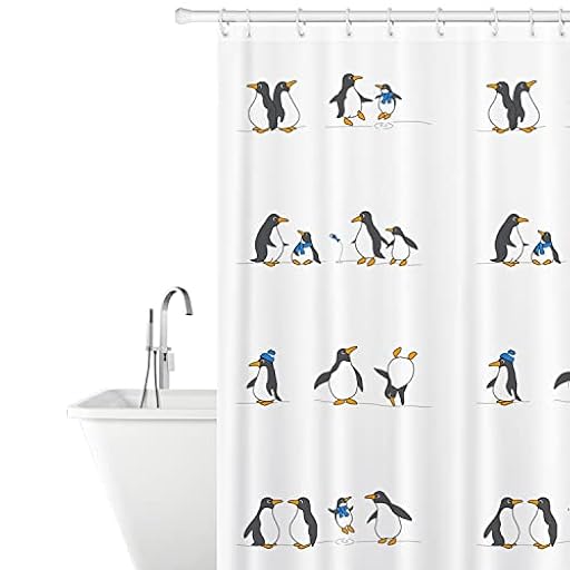 Tatkraft Penguins Cortina de Ducha de Poliéster Resistente al Moho, Impermeable, 180 x 180 cm, 12 Anillos de Ducha Incluidos | Ya disponible en tu tienda friki favorita! En mundofriki.es!