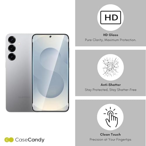 Image of Casecandy - [Pack of 2 Tempered Glass Screen Protector for Samsung Galaxy S25 / Samsung Galaxy S24 - Easy Application Kit /Bubble Free /HD /Fingerprint Working