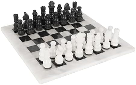 Radicaln Handmade White and Black Full Marble Chess Board Game Set - Staunton Marble Tournament Two Players Full Chess Game Table Set
