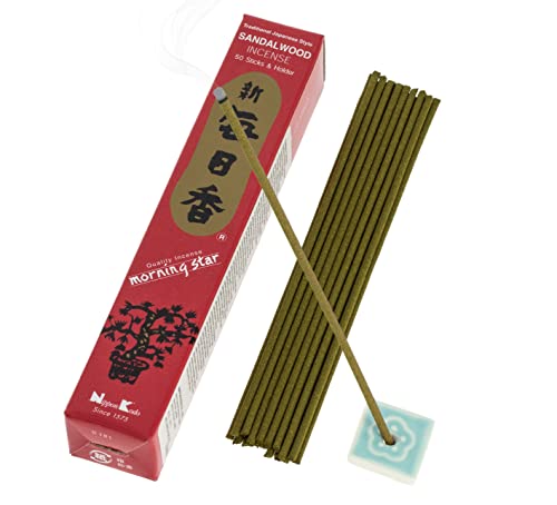 Nippon Kodo Morning Star Sandalwood Incense Japanese Style 50 Sticks Incense Includes Censer #TOP3