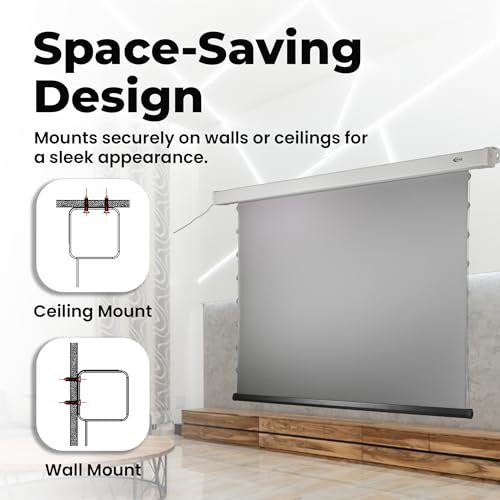 Image of Otek M80 Projector Screen 80 Inch 16:9,Motorized Wall Mount, Advanced Anti-Angular ALR Fabric(Gain 1.8),Remote Control Ultimate Choice for Home Theater,Gaming & Presentations