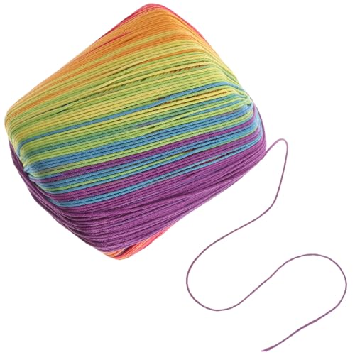 SEWACC 1roll Rainbow Gradient Cotton Yarn for DIY Hand Knitting Soft Crochet Yarn Material for Scarves Hats Shawls Sweaters and Blankets