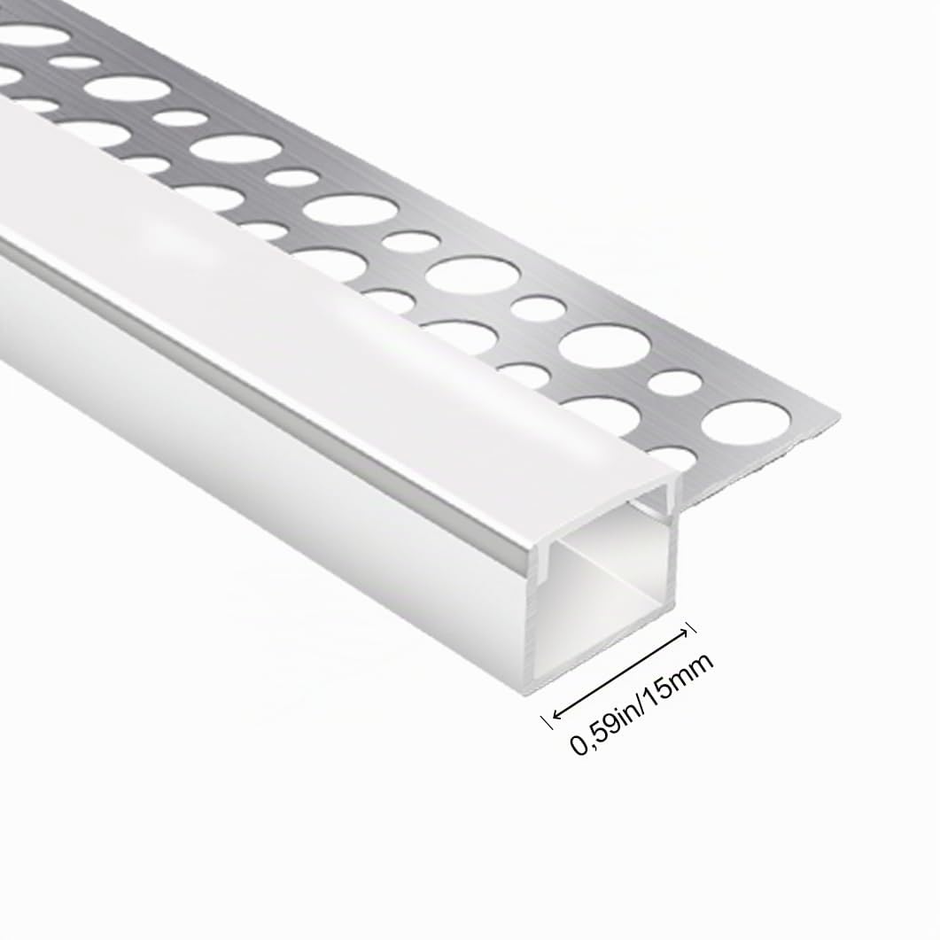LEDLightsWorld Putzbares Aluminium LED Profil für 13mm LED Streifen, 10er Set 3,3 ft/1 m mit Milchiger Abdeckung, Einbau Trockenbauprofil für Wand und Decke