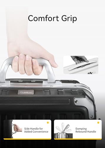 LUGGEX Luggage with Spinner Wheels, Polycarbonate Expandable Hard Shell Suitcase, Carry On 20 Inch, Silver