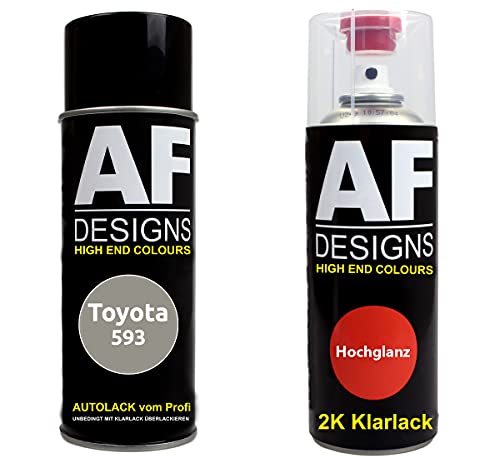 Alex Flittner Designs Pintura Bote Spray Kit para Toyota 593 Oro Metálico 2K Barniz Claro Pintura Base Aerosol 2x400ml