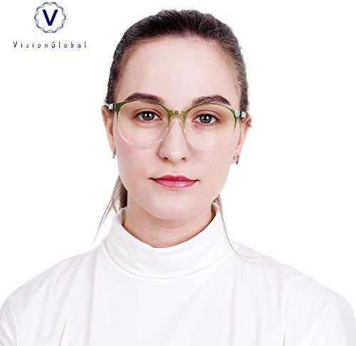 Blue Light Blocking Glasses for Women, Anti Eyestrain, Computer Reading, TV Glasses, Stylish Square Frame, Anti Glare (Clear Green, 1.25 Magnification) — view 4