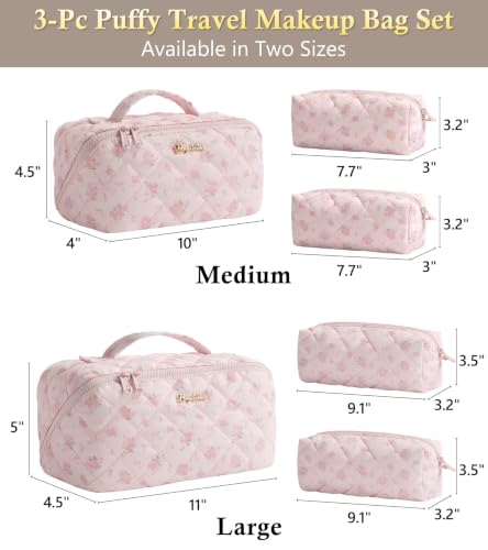 Image of Travel Makeup Bag, Large Capacity Puffy Toiletry & Cosmetic Bag for Women