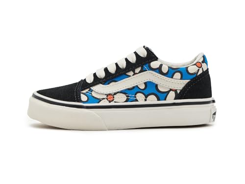 Image of Vans Unisex Kids Old Skool (Little Kid) Painted Floral Bright Azure 3 Little Kid Medium