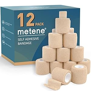 Metene Self Adhesive Bandage Wrap 12 Pack, Athletic Tape 2 Inches X 5 Yards, Sports Tape, Breathable, Waterproof…