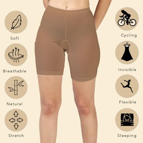 Image of Lavos Women Under Dress Sports Cycling Shorts, Bamboo Cotton Activewear Yoga Gym Workout Anti-Bacterial Uniform, Elastic Mid Waist Shorties Tights for Womens and Young Ladies