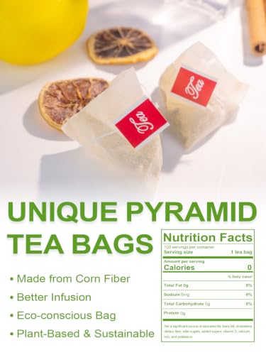 Image of TeeLux Lemon Ginger Green Tea Bags, Sencha Green Tea, Low Caffeine, 100 ct