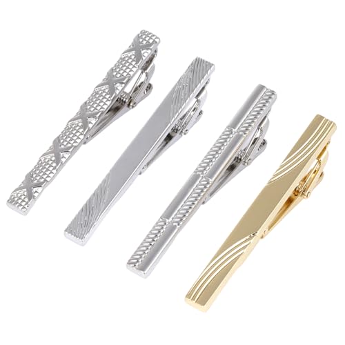 Image of 4 Pcs Stainless Steel Tie Clips for Men Classic Tie Bar Clip for Formal Business Wedding Party Fathers Day Gift