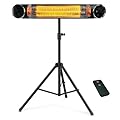 Outdoor Electric Heater, Infrared Patio Heater for Outdoor/Indoor Use, Wall Mounted/Freestanding Infrared Heater Outdoor, 1500W Electric Patio Heater with Tripod, MATT BLACK