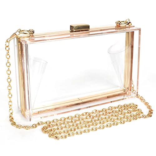 Naapesi Acryl Transparente Abend Clutch,Box Gelee Handtasche,Klare Umhängetaschen mit Kette für Frauen,Clear Purse Bag für Abend, Hochzeit, Bankett, Einkaufen, Festivals, Konzerte (18 * 11 * 5 cm) Cover