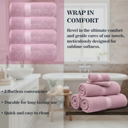 Image of Sulfar 100% Combed Cotton, Quick Drying Highly Absorbent, Luxury Hand Towel Set (Pack of 4, 40 X 70 cm) Soft Berry
