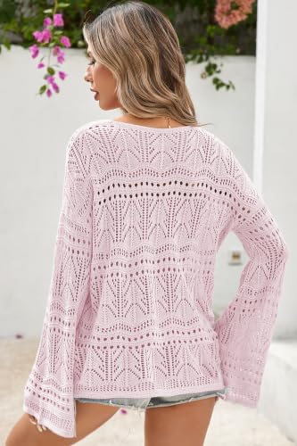 Image of Cakulo Women's Boho Off Shoulder Crochet Sweater Tops