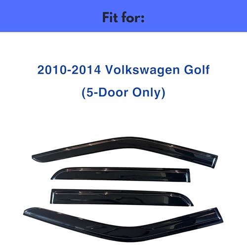 Image of IG Window Visors Fit for 2010-2014 Volkswagen Golf, Out-Channel Rain Guards Vent Wind Deflectors 4PC, Car Accessories for 10-14 VW Golf (5-Door Only)