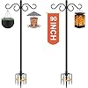 Double Shepherds Hooks for Outdoor,2 Pack 90 Inch Bird Feeder Pole with 5 Prongs Base,Heavy Duty Shepherds Hook,Suitable for Garden in Hanging Flower Basket,Lantern,Bird Nests (90 Inch)