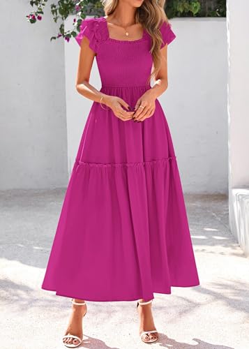 Image of KIRUNDO Smocked Summer Midi Dresses for Women 2026