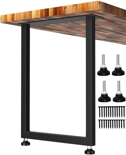 CHICAURA Counter Height Table Legs 34x24 Inch Heavy Duty Metal Square Frame for DIY Kitchen Island Standing Desk Supports 1000lbs(True 14-Gauge Steel) Industrial Black Set of 2