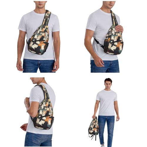 Image of Crossbody Bag Cats-Familiy Sling Bag Backpack Chest Bags Shoulder Bag for Women Men