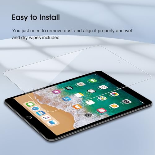 Qularlans 2 Pack Screen Protector for iPad 6th 5th Generation 9.7 Inch 2018/2017, Tempered Glass Compatible with iPad Air 2/Air 1/iPad Pro 9.7, Anti-Scratch 9H Hardness Apple Pencil Compatible
