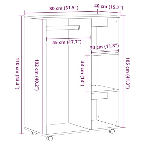 Vidaxl Armadio Rovere Artigianale 80X40X110 Cm In Legno Multistrato - 3