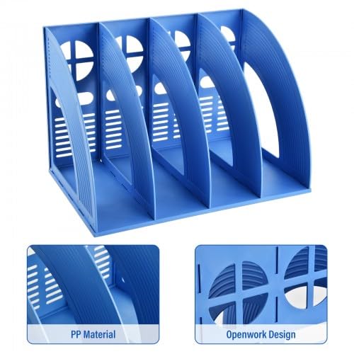 Schreibtisch-Ordner, Ordner Organizer a4, Stehordner, 4 Fächer, Zeitschriftenhalter, Zeitschriften-Kunststoffhalter, File Organizer Shelf Bücher Organize für Dokumente, Aufbewahrung (Lila)