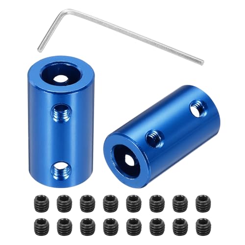QUARKZMAN Starre Schraubenkupplung 8mm auf 8mm Wellenkupplung L25mm x D14mm Stahl Gelenkverbinder Kupplung Set für 3D-Drucker DIY Encoder mit 8 Schrauben Sechskantschlüssel, 2 Stück