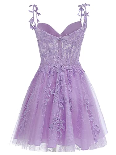 SYYS Rhinestone Lace Applique Homecoming Dresses 2025 Illusion Floral Tulle Short Prom Dress SYYS3492