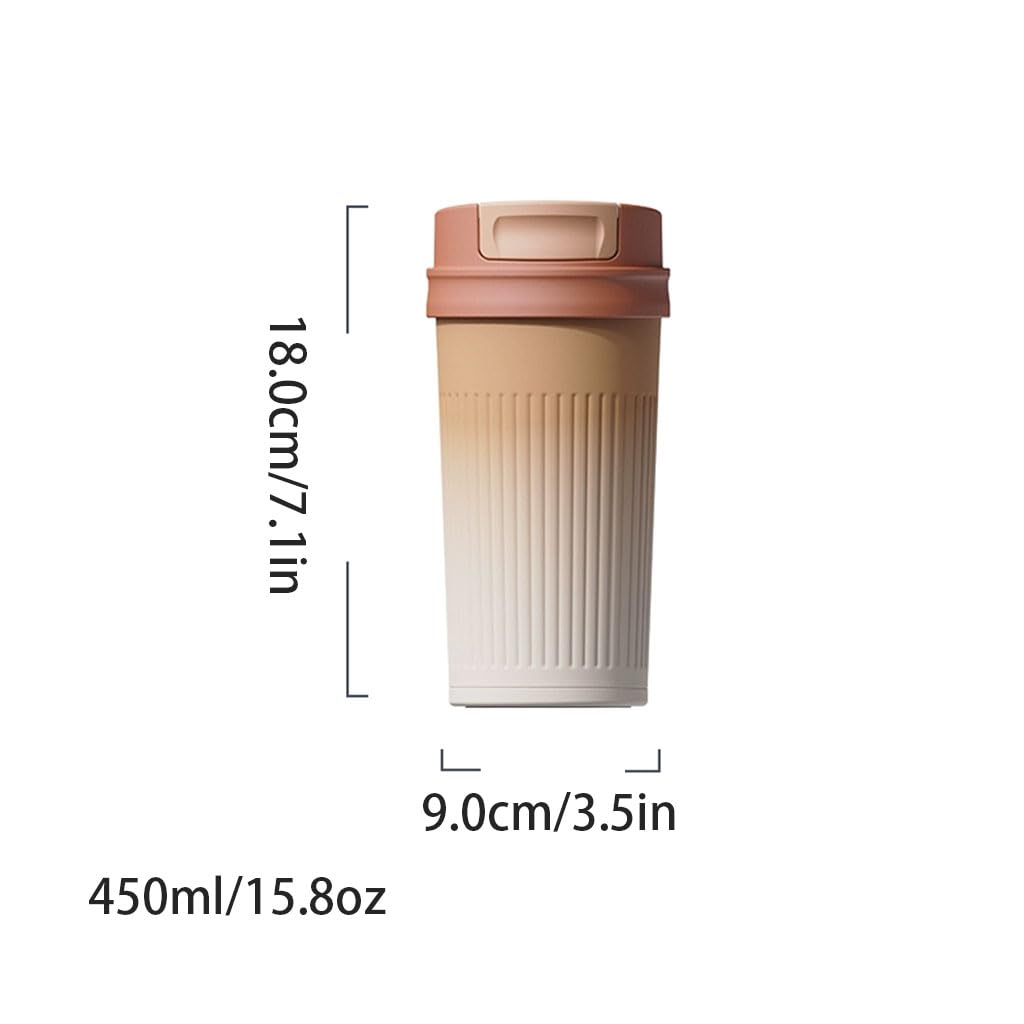 Grande capacité Gobelet isolé en Acier Inoxydable de 450ml/15.8oz, avec Couvercle, Tasse à café Portable de Voyage, pour la Maison et Le Bureau Solide