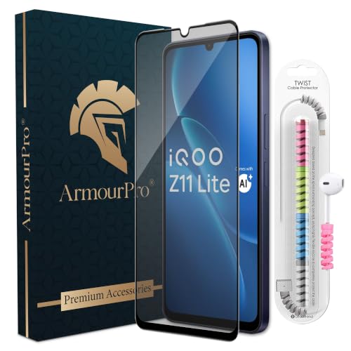 Image of ArmourPro Anti-Glare Matte Tempered Glass for iQOO Z11 Lite - Anti Fingerprint Screen Protector, 9H Scratch Resistant, Smooth Touch, Easy Installation Kit with Cable Protector